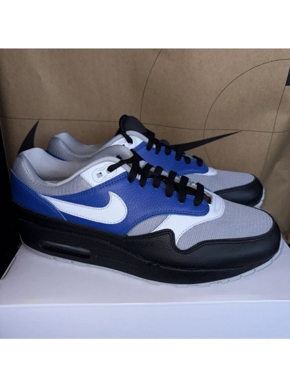 NEW Jordan Air Max 1 HQ3714-900 Black Roma Blue White - Men Size 9.5